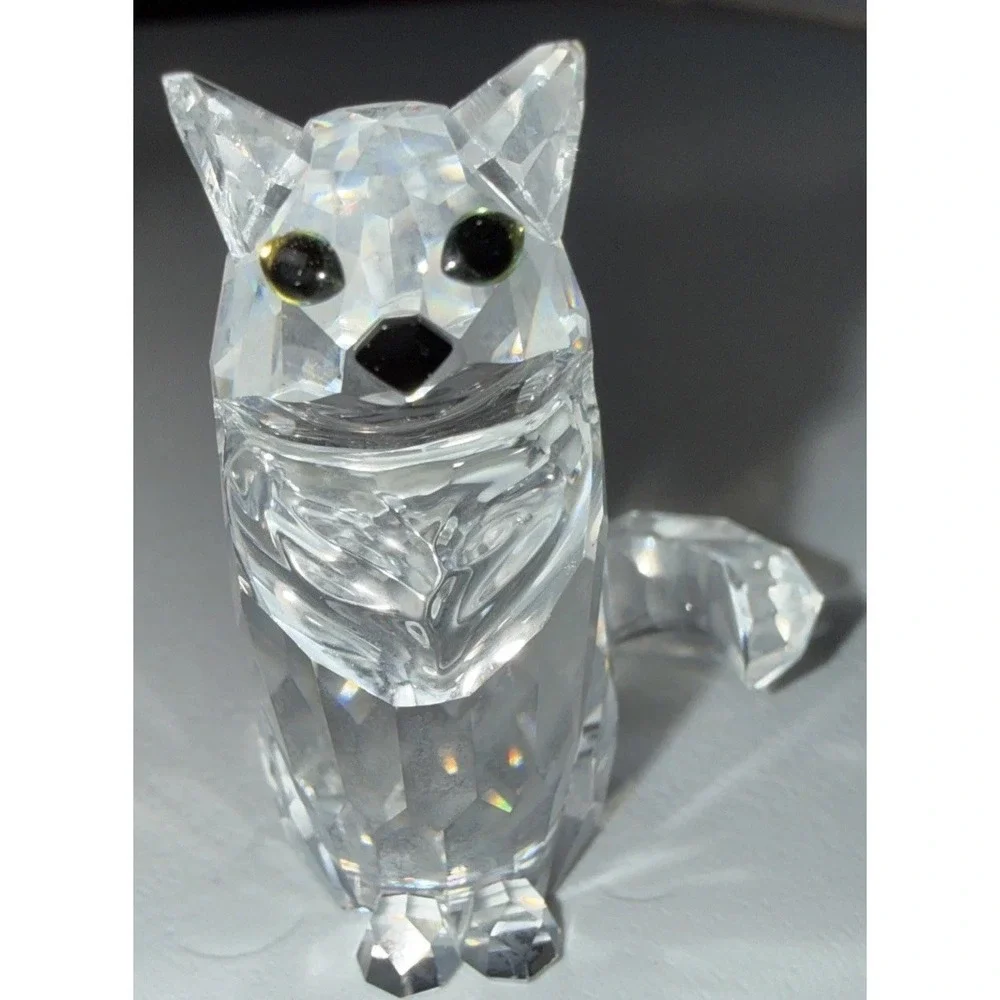 Vintage Swarovski Crystal Sitting Cat Figurine Retired 1.75